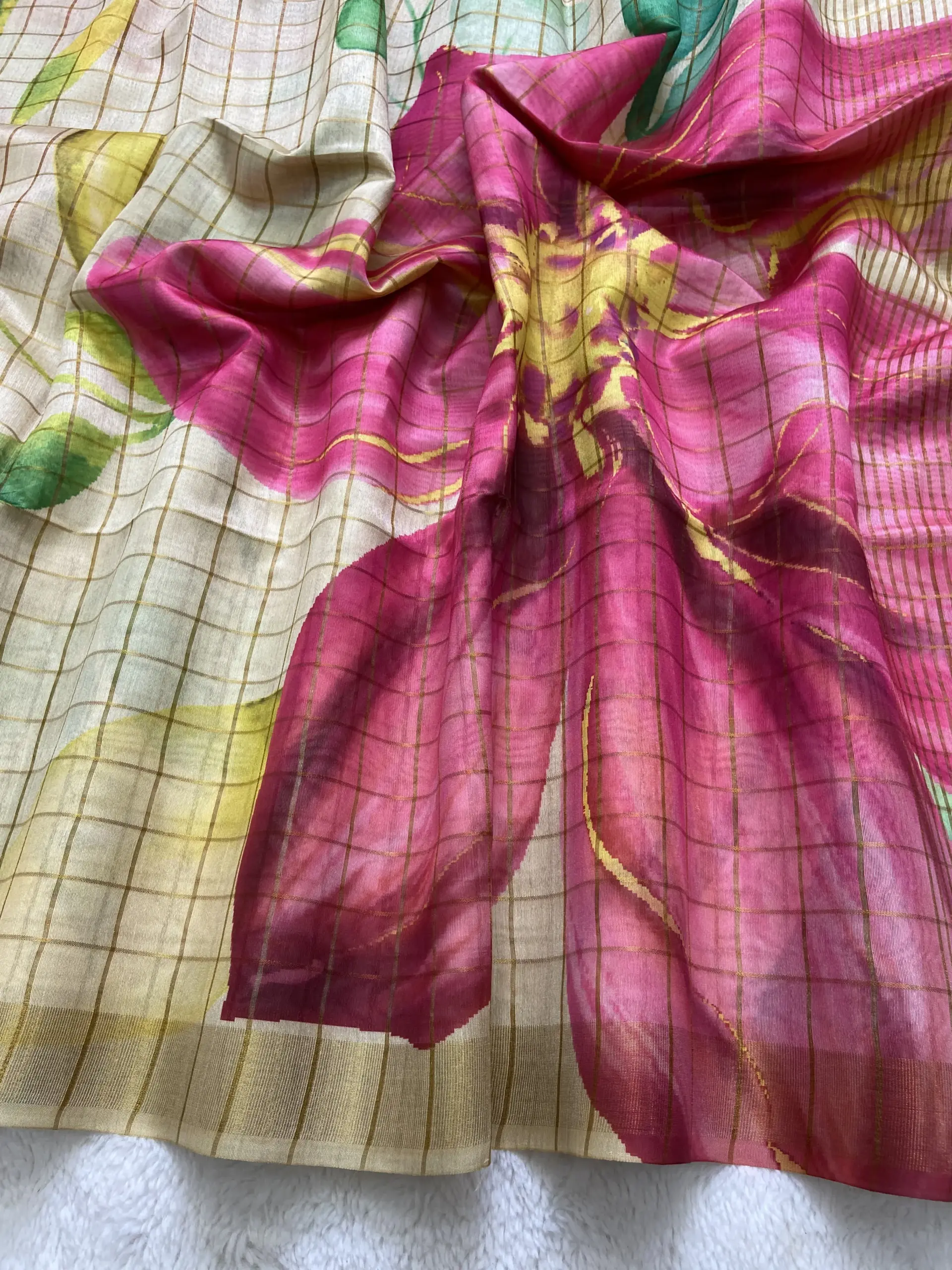 Buy Tussar Silk Floral Printed Saree