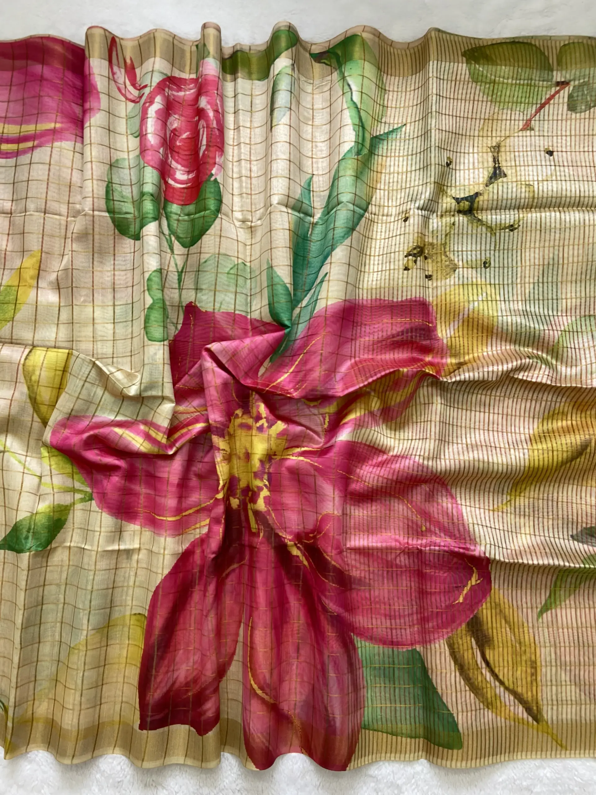 Buy Tussar Silk Floral Printed Saree