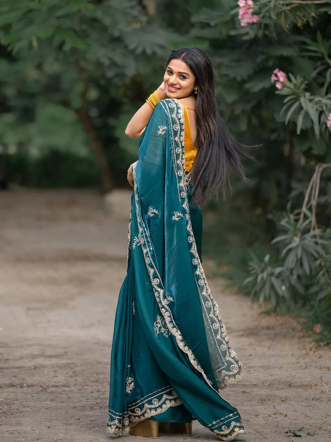 Diwali Festival Embroidery Border Saree