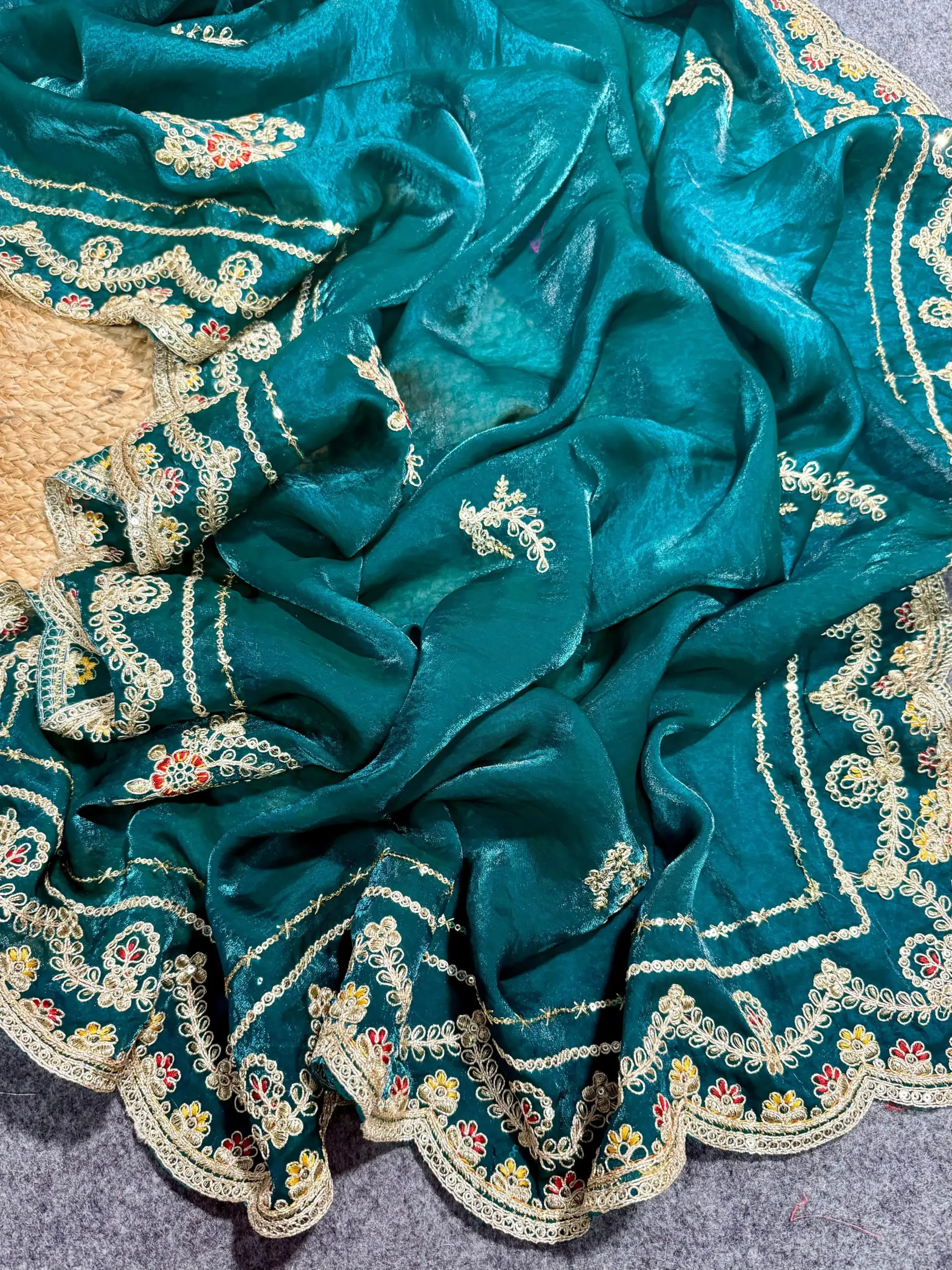 Diwali Festival Embroidery Border Saree