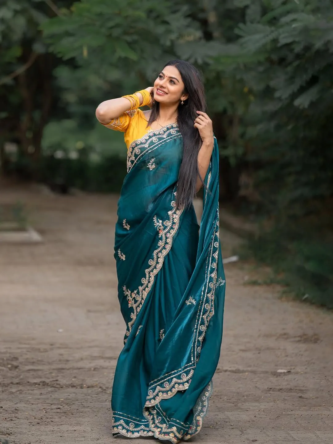 Diwali Festival Embroidery Border Saree
