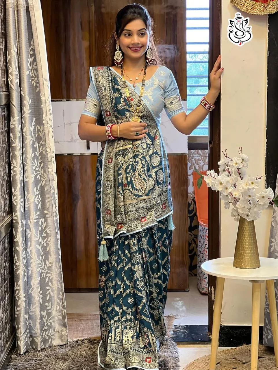 Diwali Pooja Wear Minakari Saree