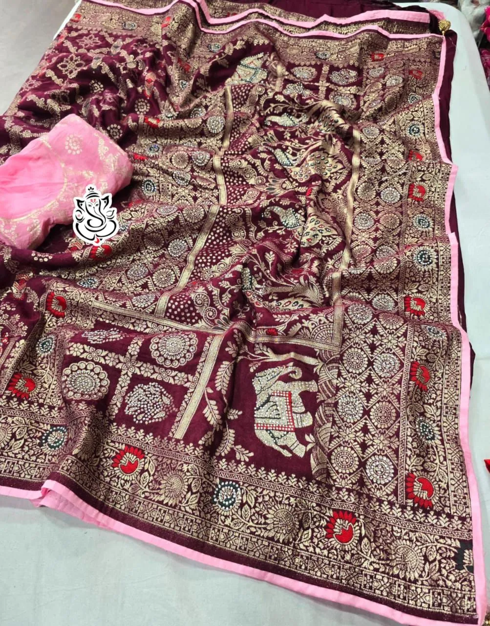 Diwali Pooja Wear Minakari Saree