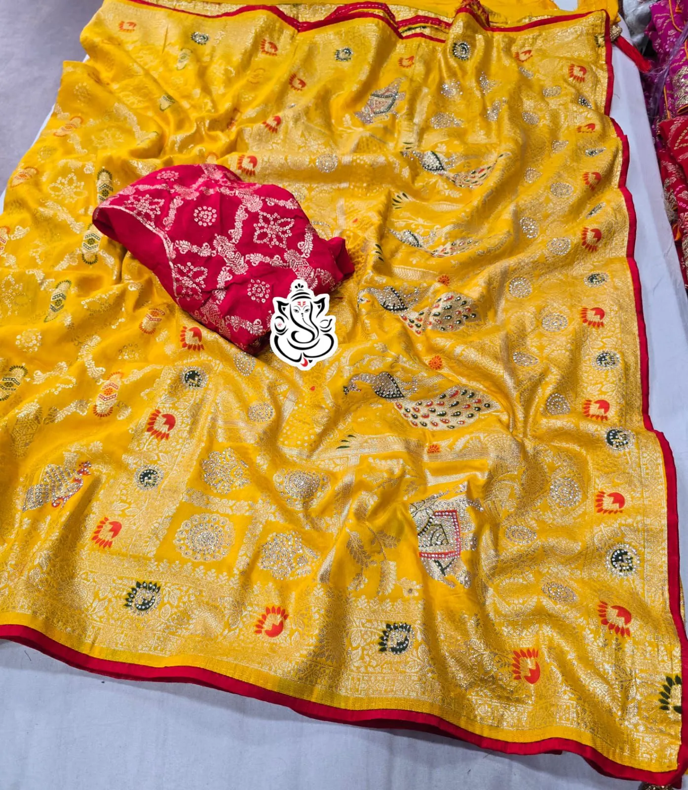 Diwali Pooja Wear Minakari Saree