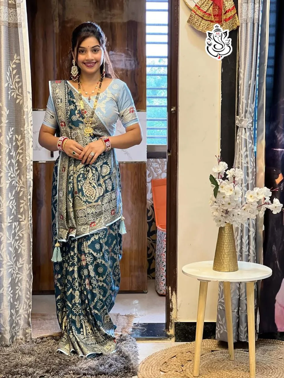 Diwali Pooja Wear Minakari Saree