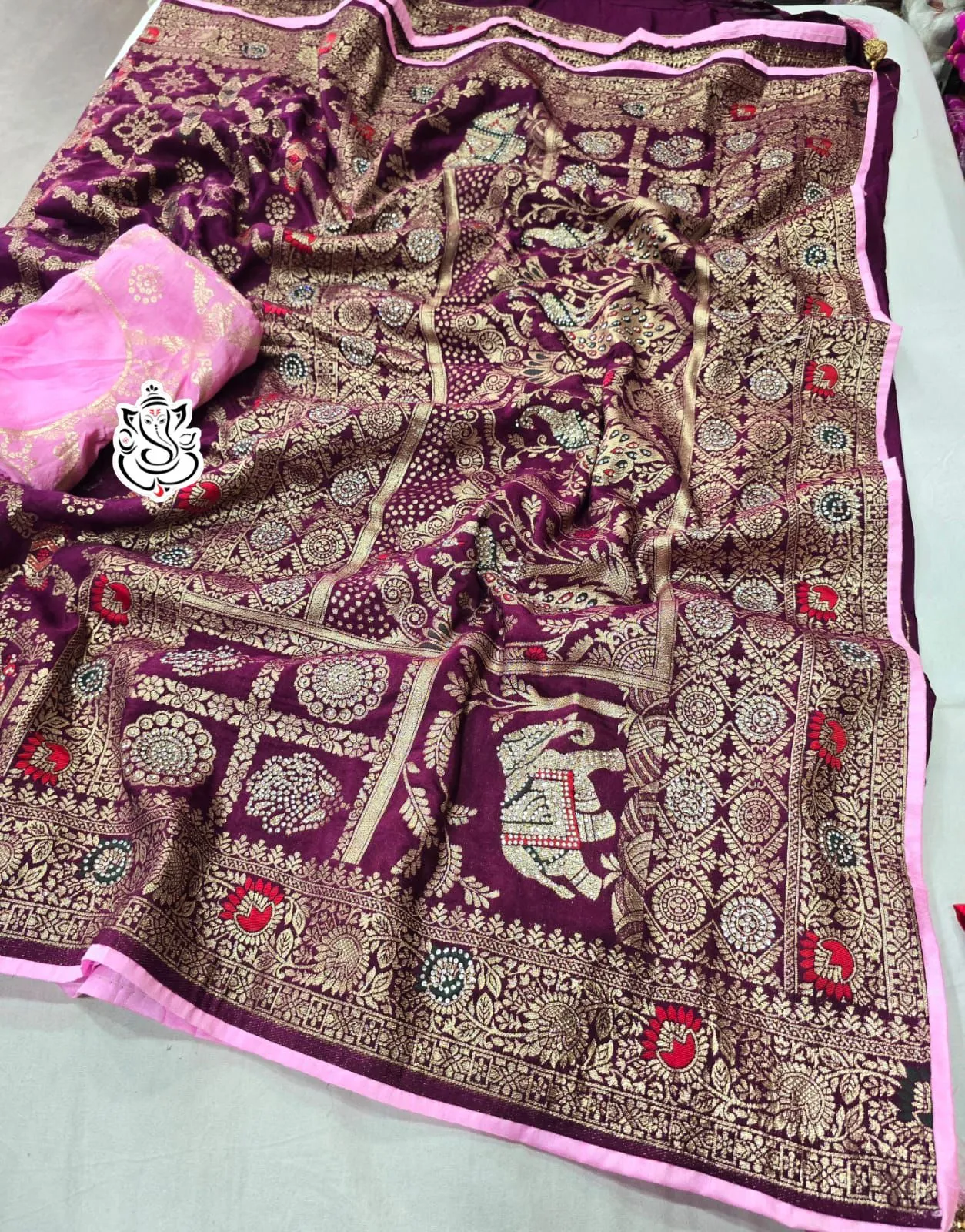 Diwali Pooja Wear Minakari Saree