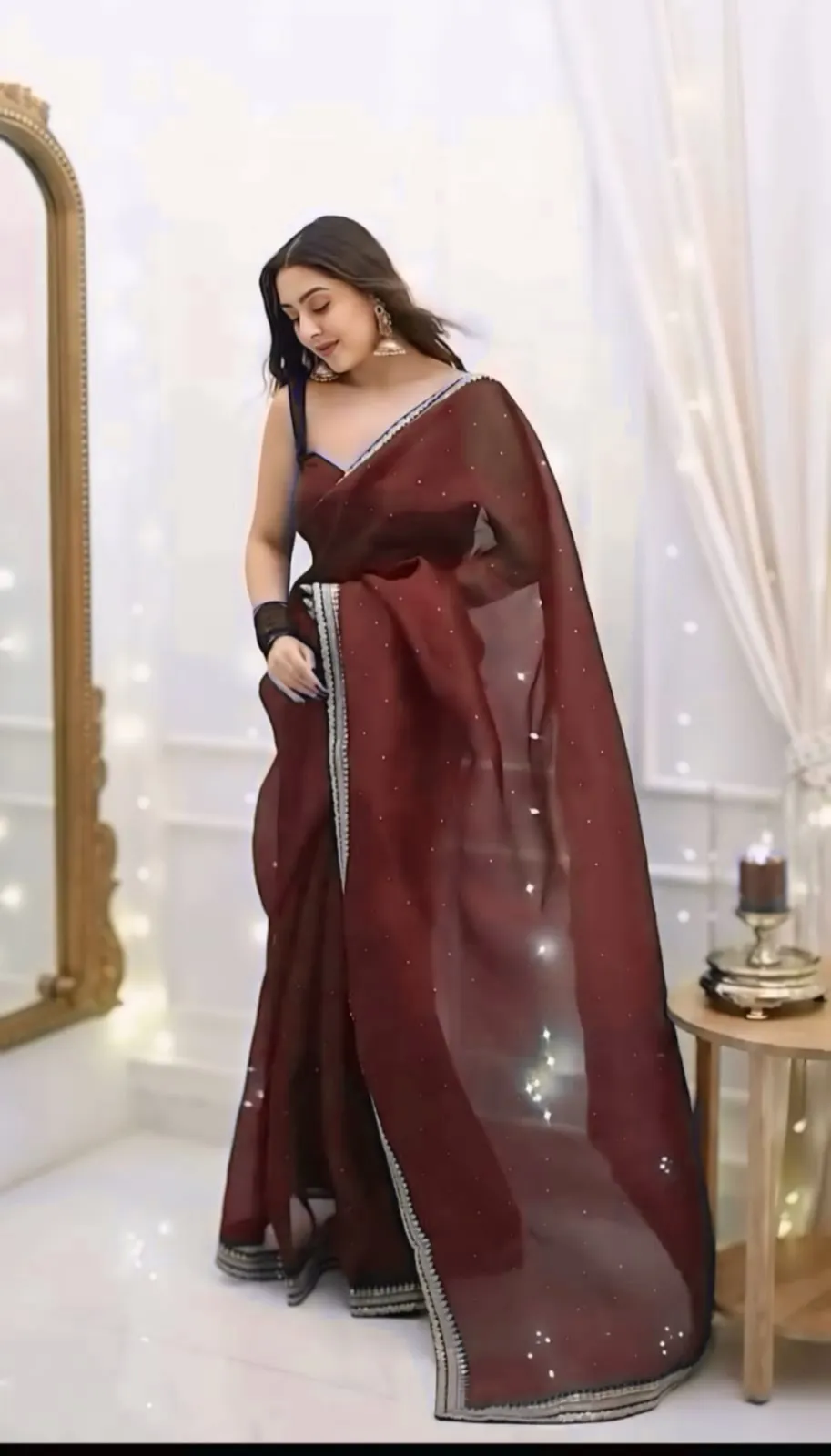 Diwali Wear Organza Border Readymade Saree