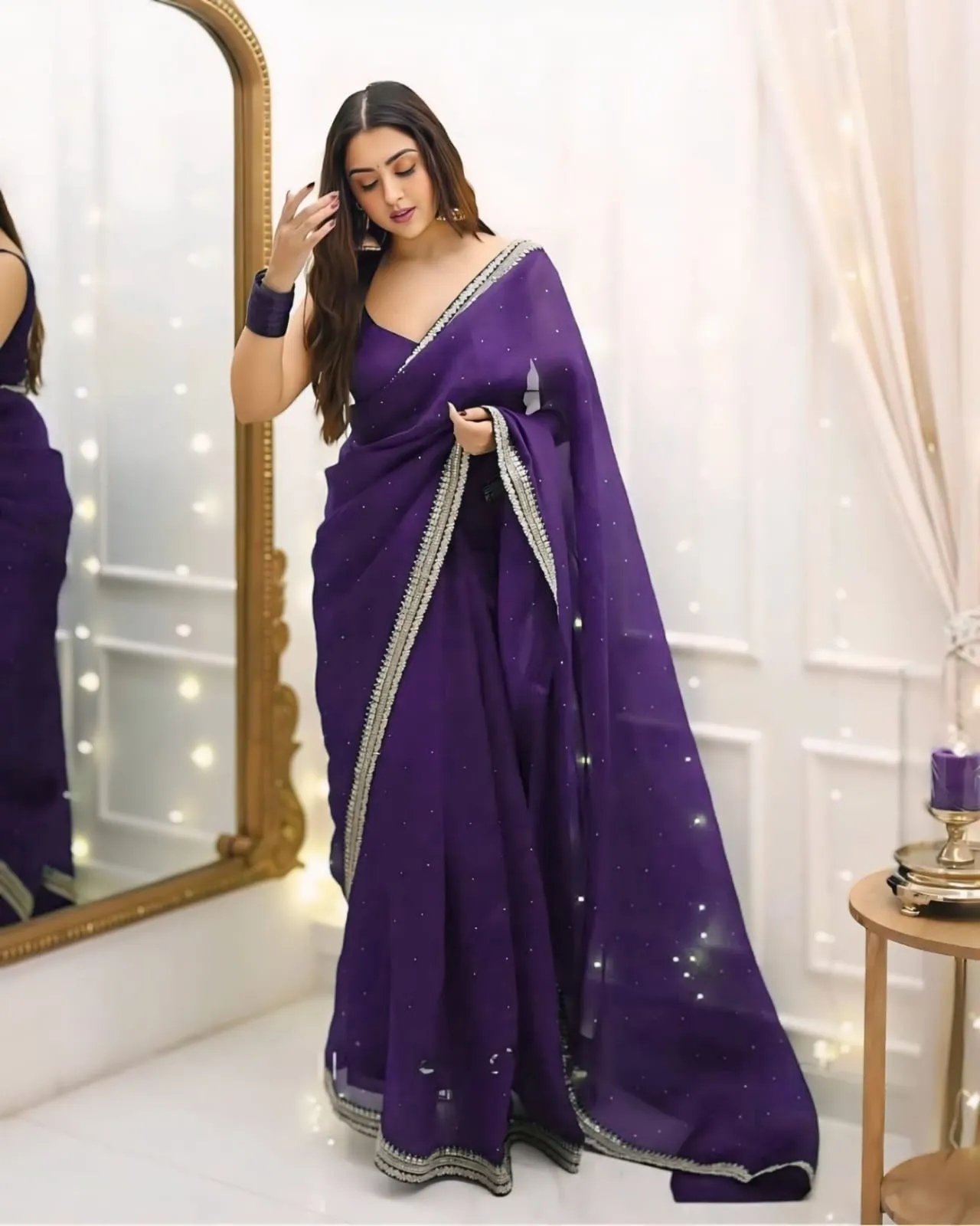 Diwali Wear Organza Border Readymade Saree
