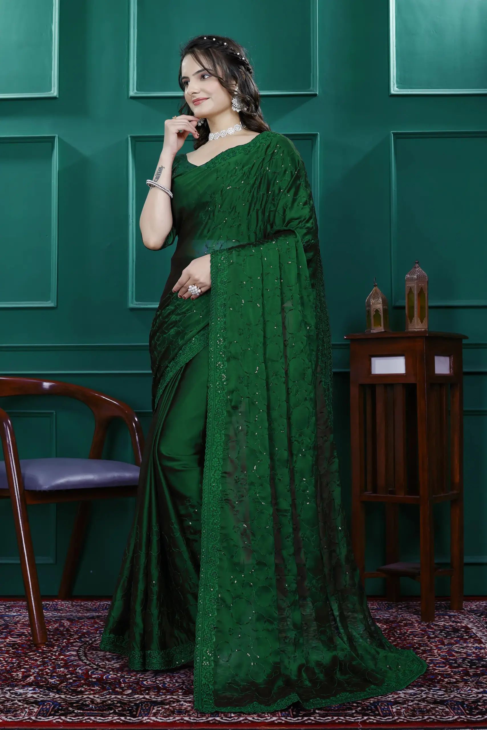 Diwali Wear Ready to Wear Saree with Heavy Embroidery