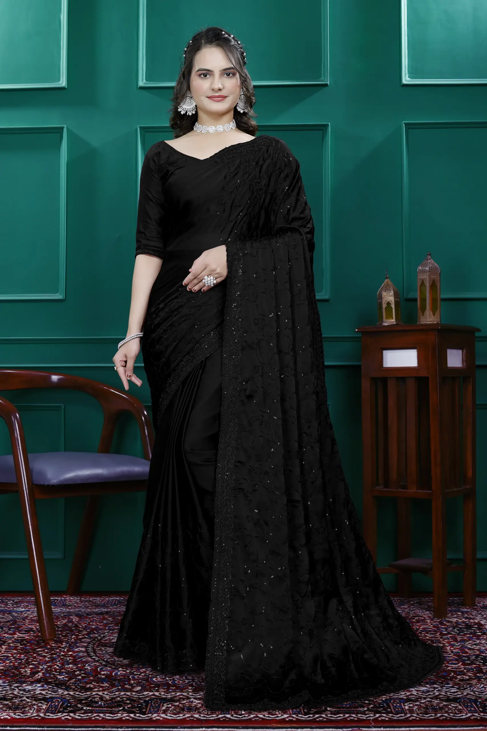 Diwali Wear Ready to Wear Saree with Heavy Embroidery