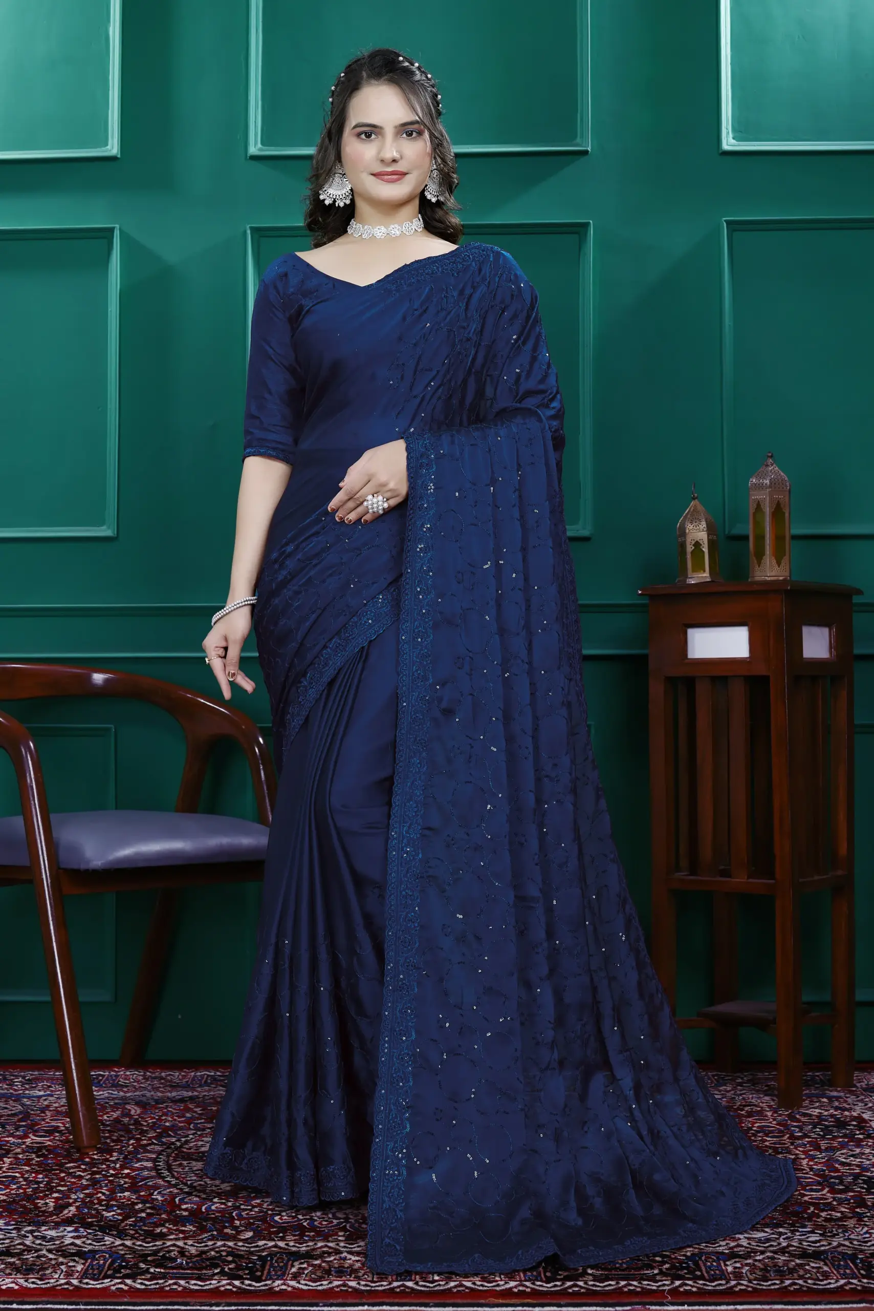 Diwali Wear Ready to Wear Saree with Heavy Embroidery