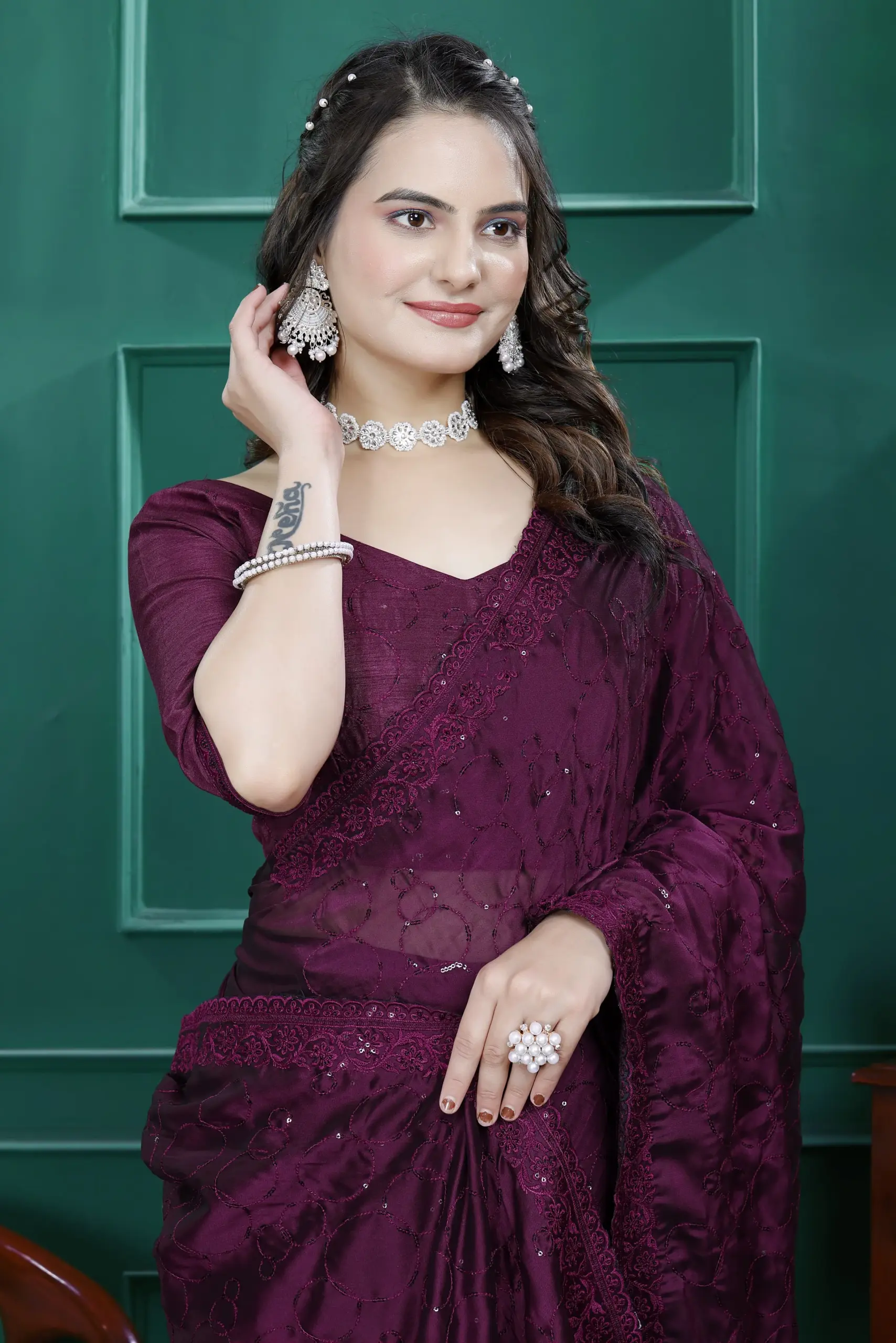 Diwali Wear Ready to Wear Saree with Heavy Embroidery