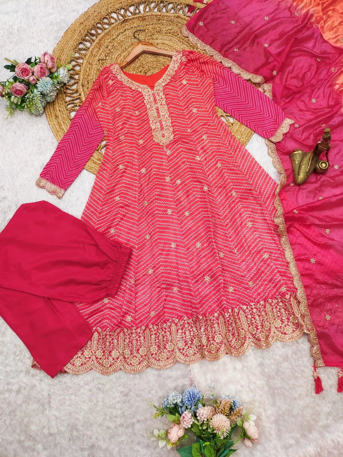Exclusive Bandhni Printed Anarkali kurti Set
