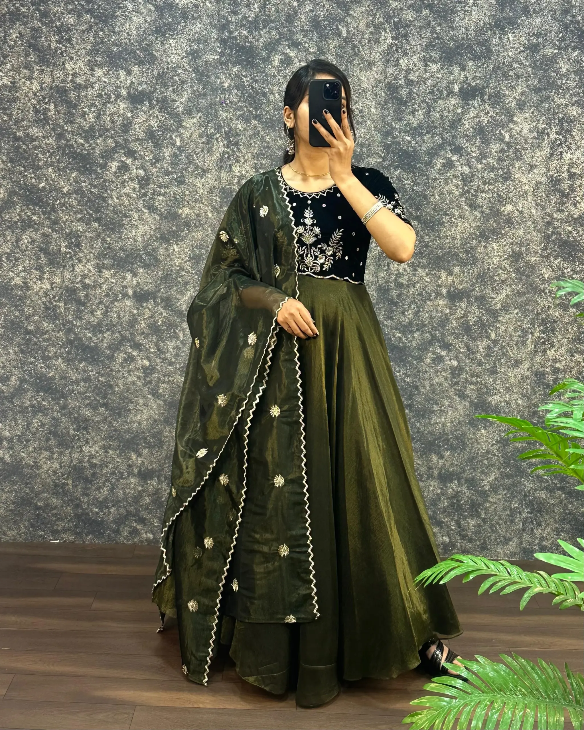 Fancy Festive Wear Velvet Gown with Dupatta