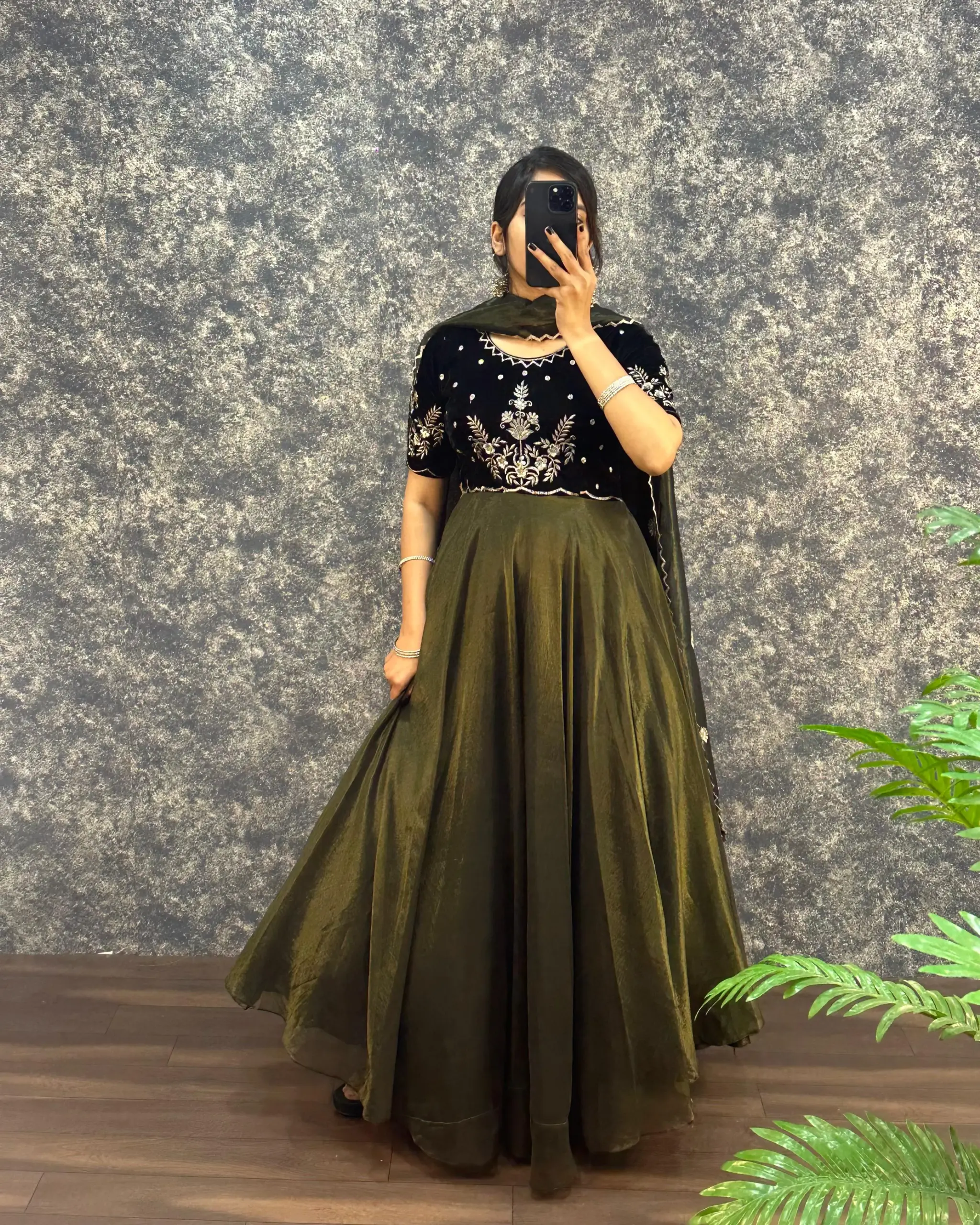 Fancy Festive Wear Velvet Gown with Dupatta