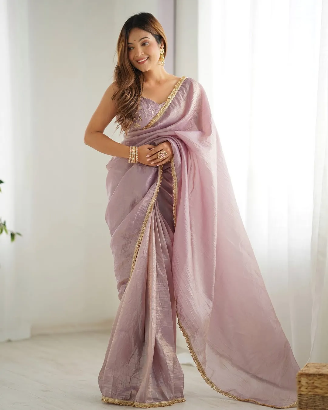 Fancy Readymade Saree with Stitched Blouse For Festive Season