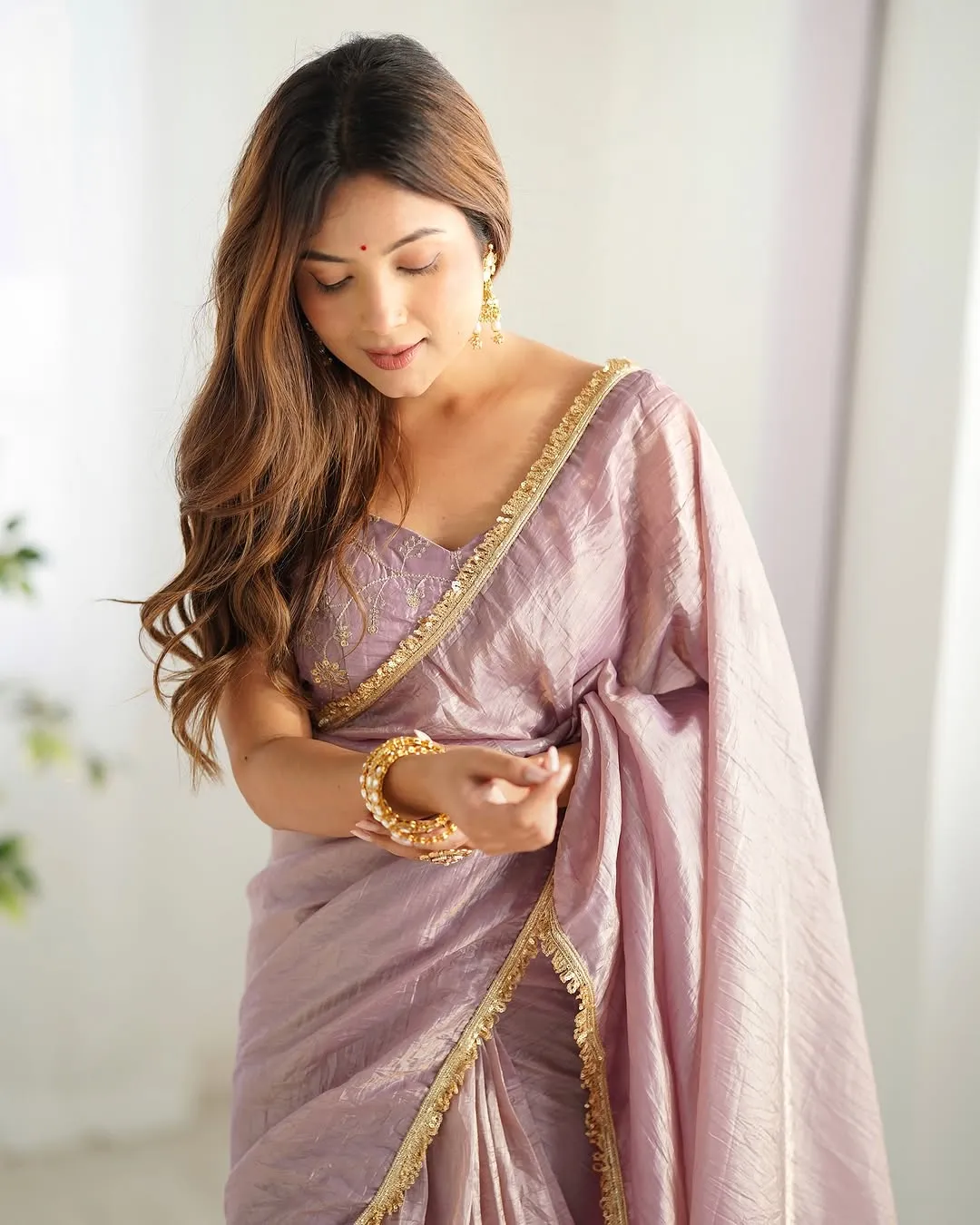 Fancy Readymade Saree with Stitched Blouse For Festive Season