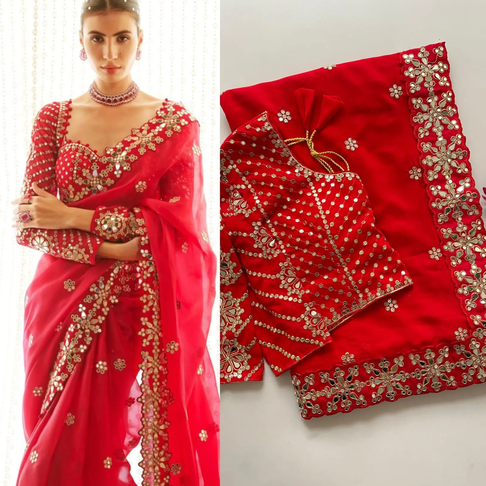 Fancy Red Saree For Karwa Chauth 2025