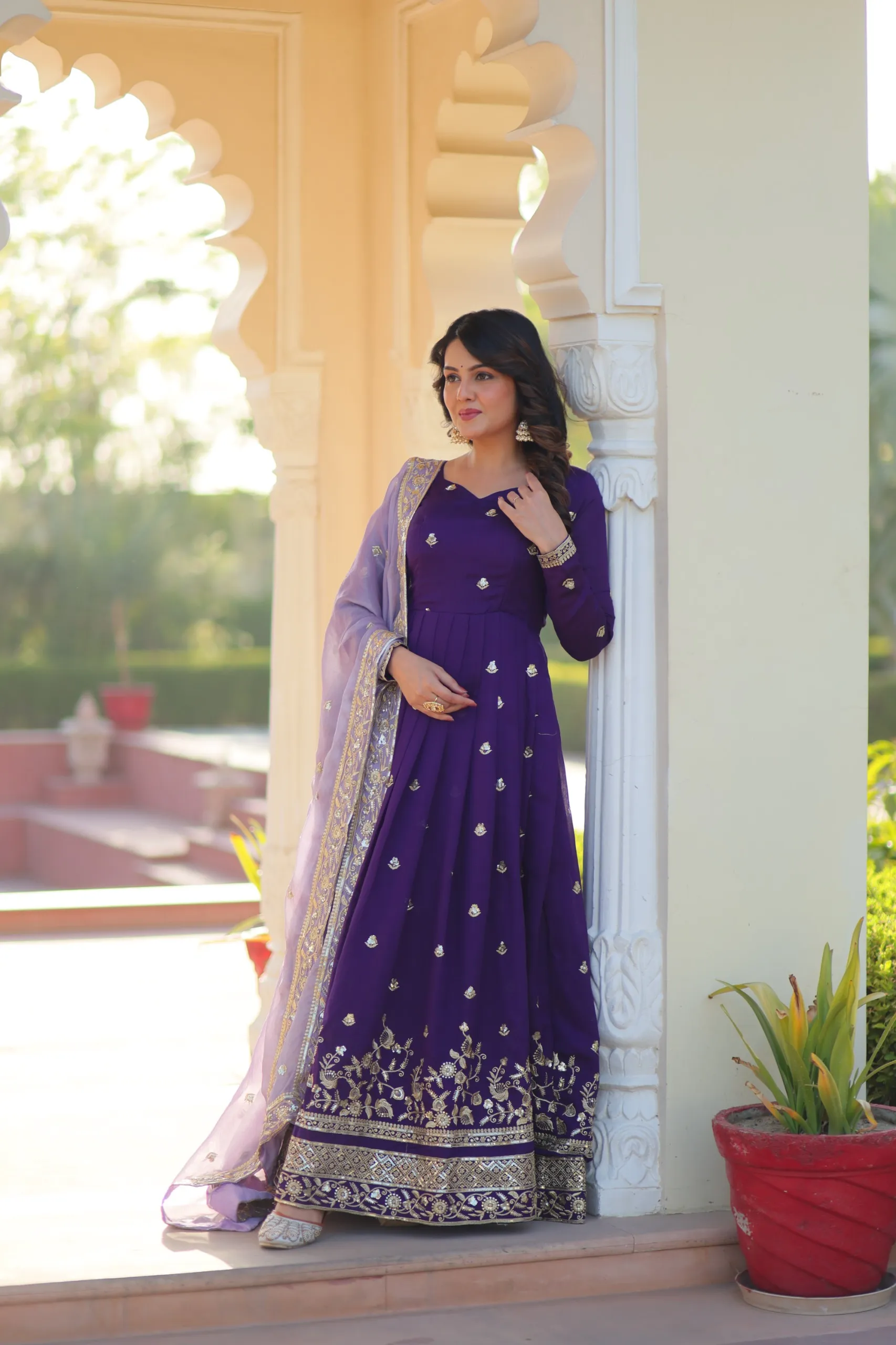 Festival Wear Purple Anarkali Gown