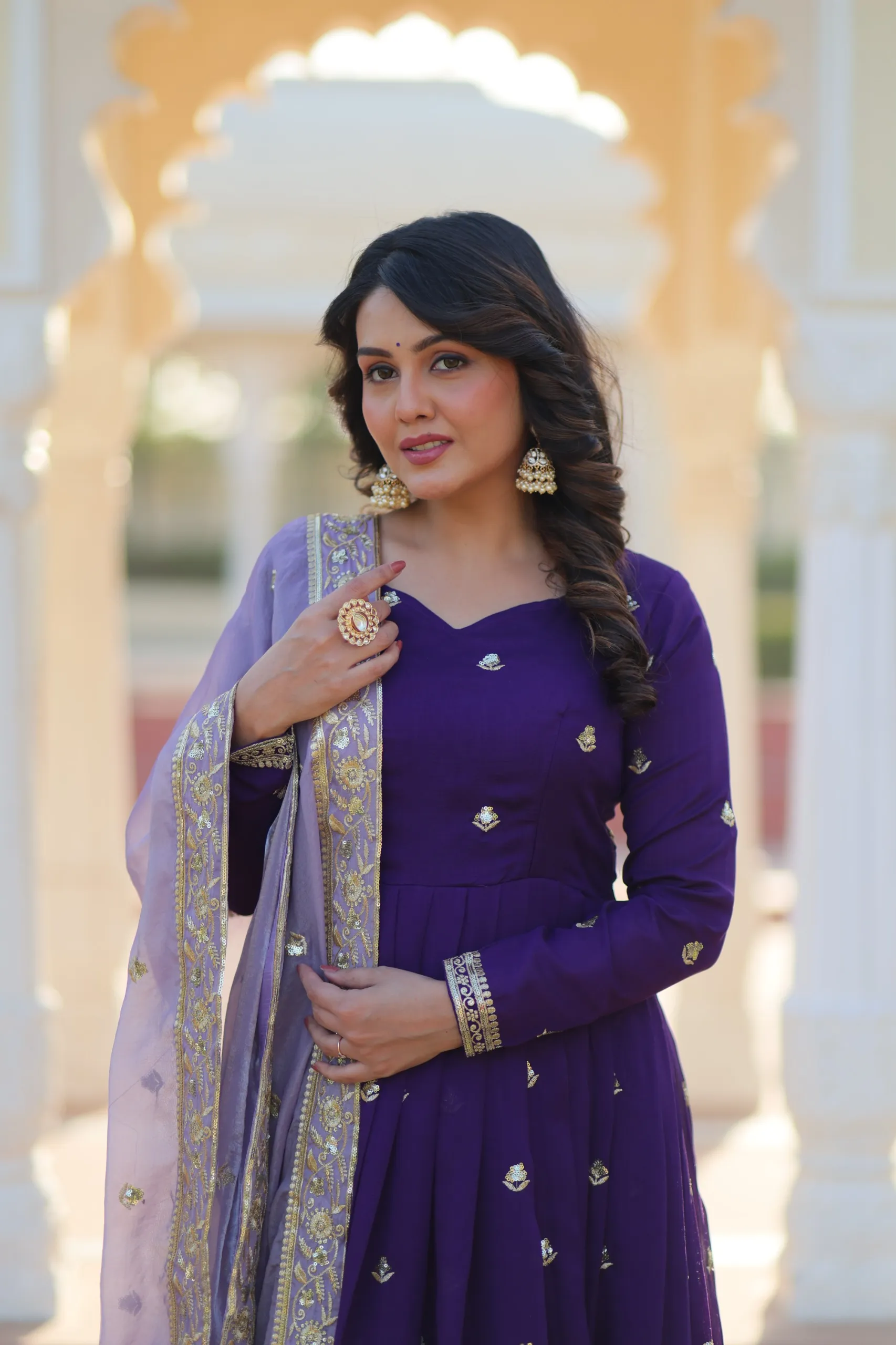 Festival Wear Purple Anarkali Gown