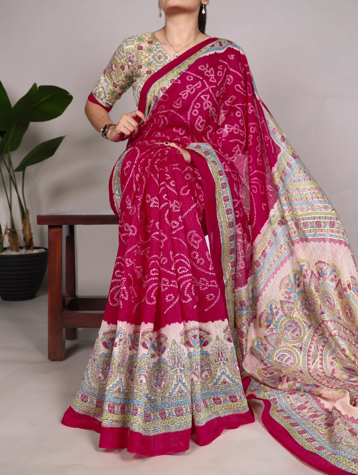Festive Special Bandhni Printed Silk Saree