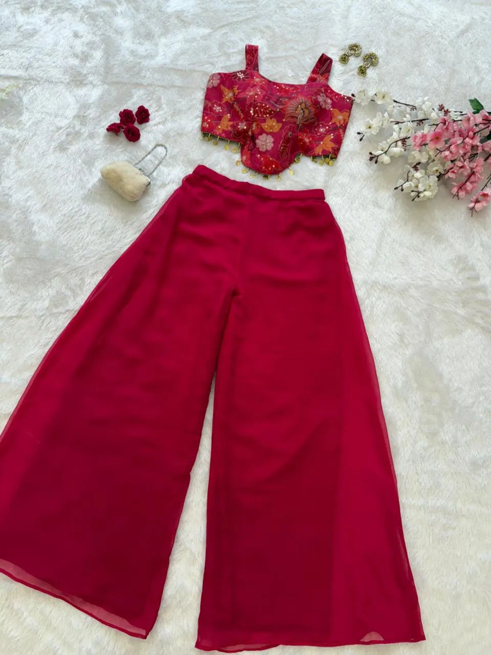 Festive Special Croptop with Plazzo