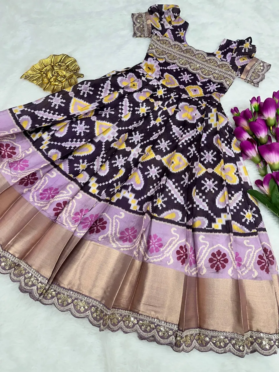 Festive Special Kalamkari Printed Kids Gown