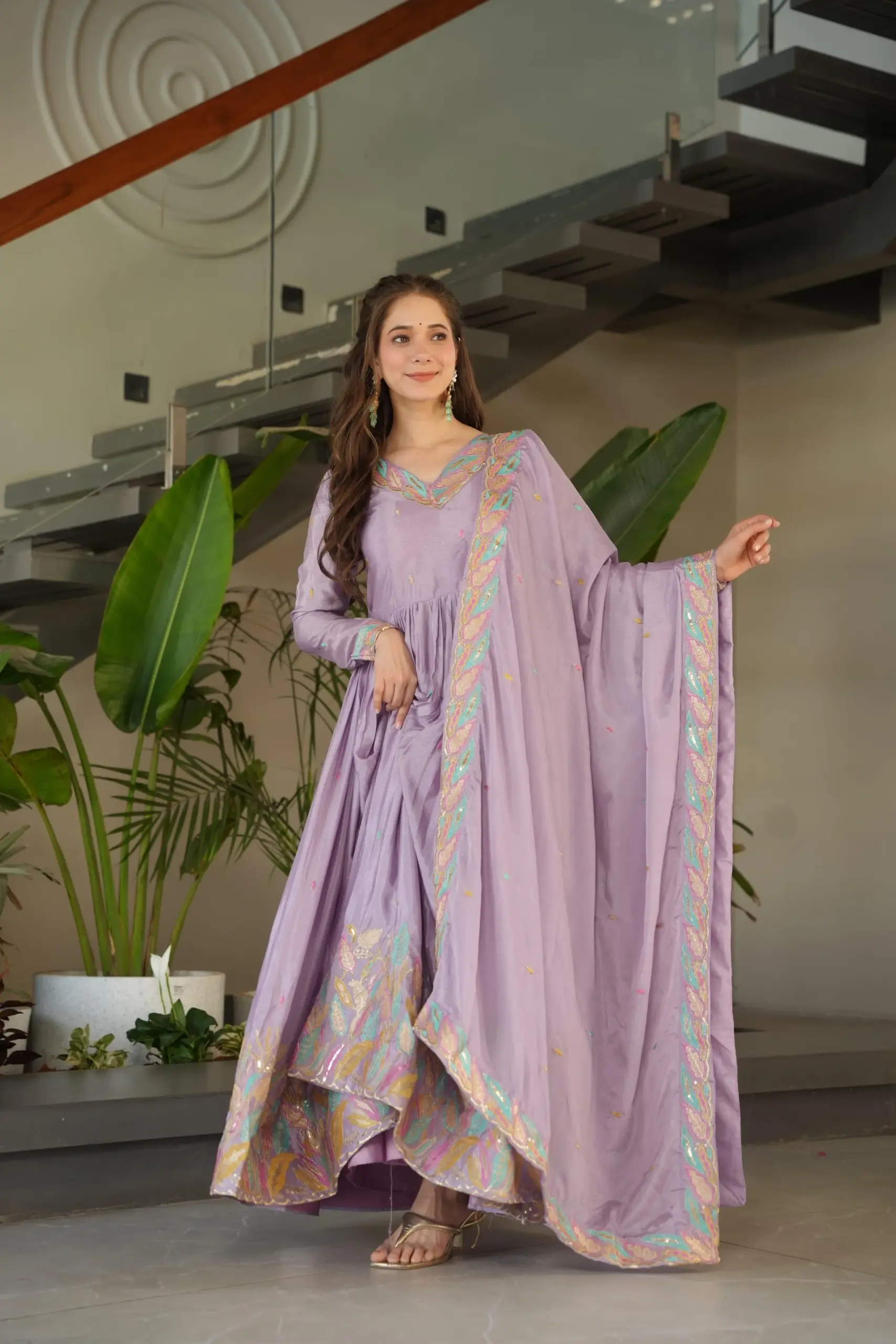 Festive Special Readymade Gown with Dupatta