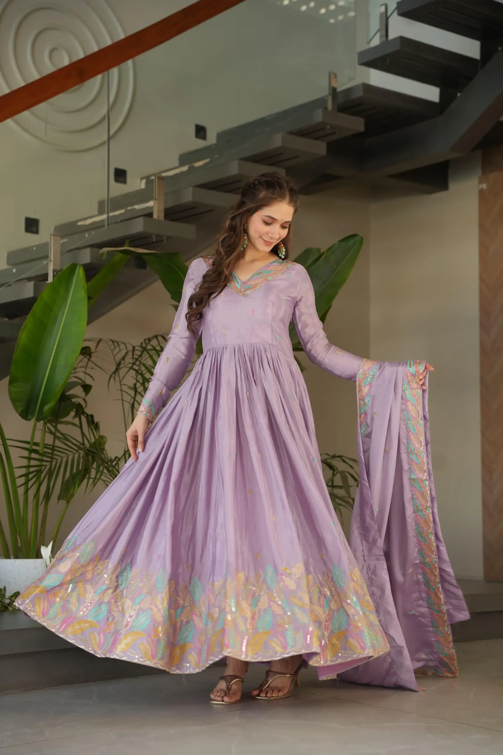Festive Special Readymade Gown with Dupatta