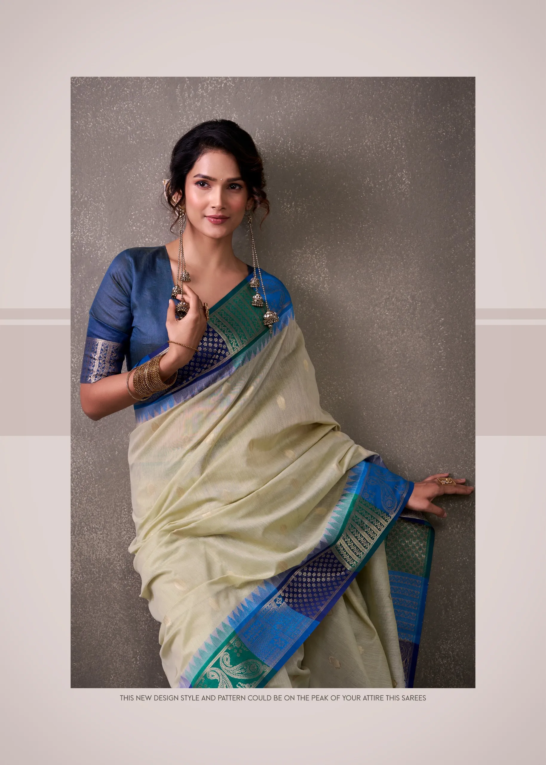 Festive Wear Cotton Silk Saree with Rainbow Border