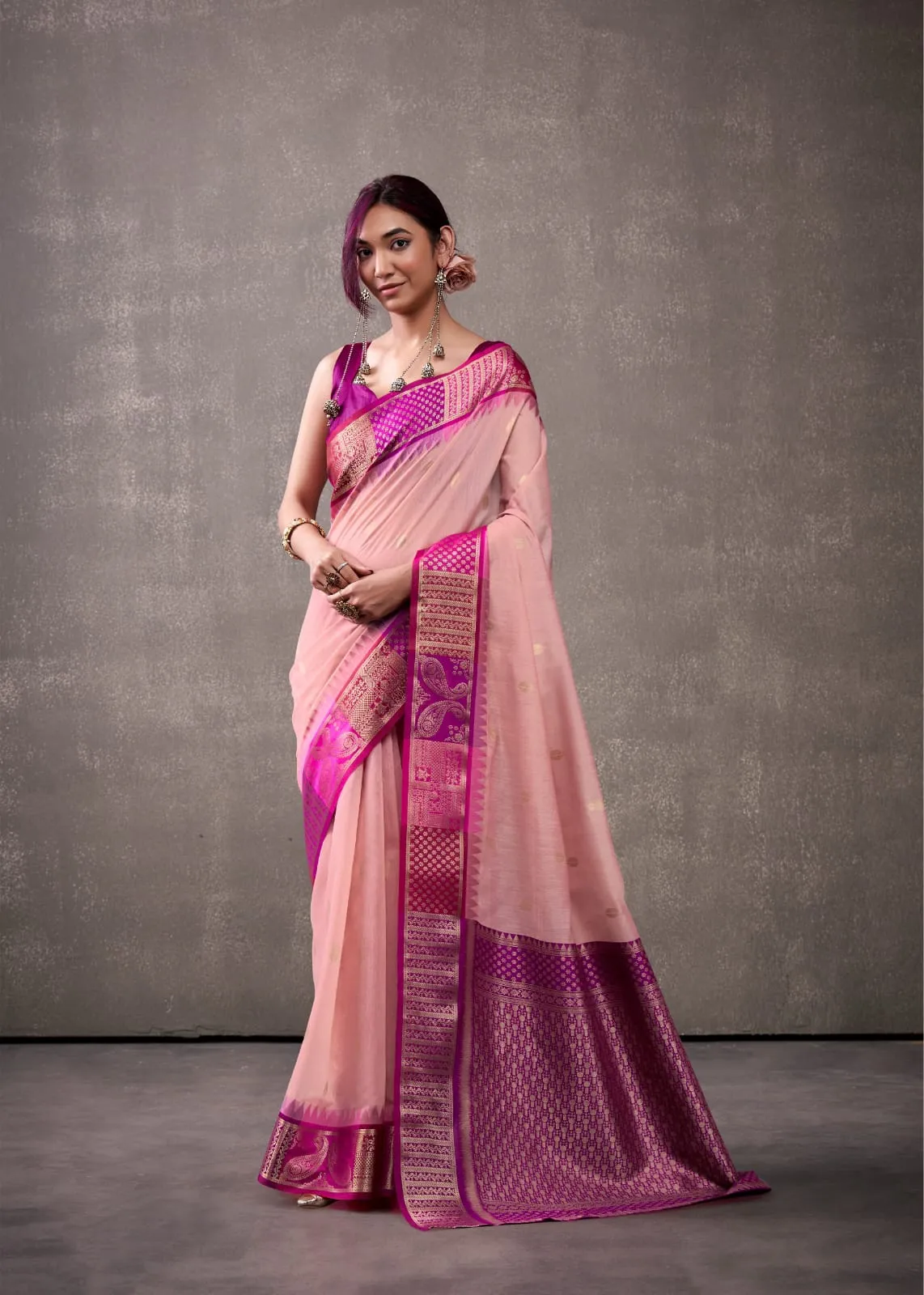 Festive Wear Cotton Silk Saree with Rainbow Border