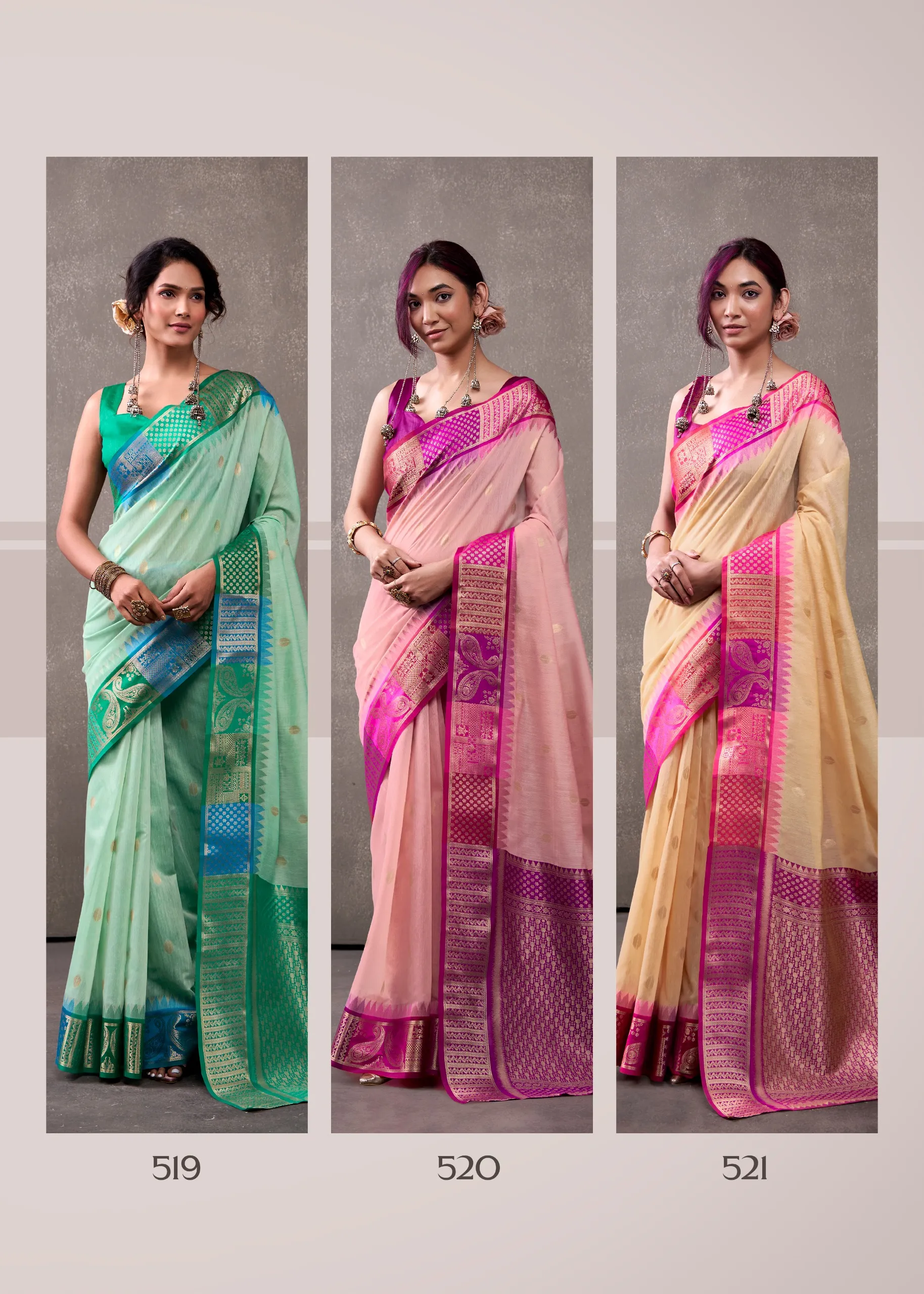 Festive Wear Cotton Silk Saree with Rainbow Border