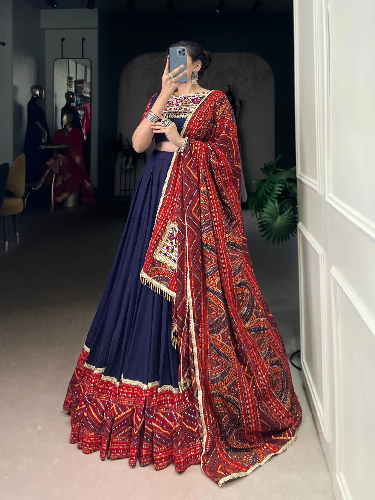 Festive Wear Navy Blue Chaniya Choli