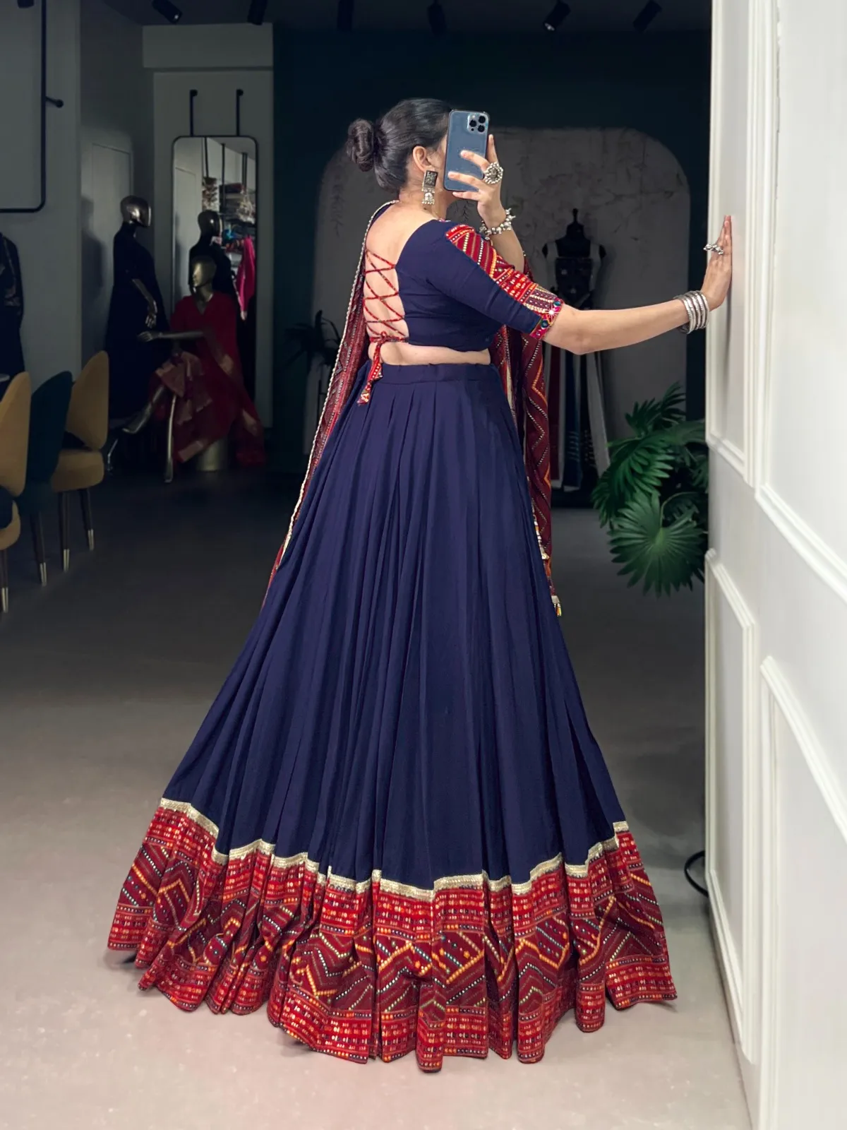 Festive Wear Navy Blue Chaniya Choli