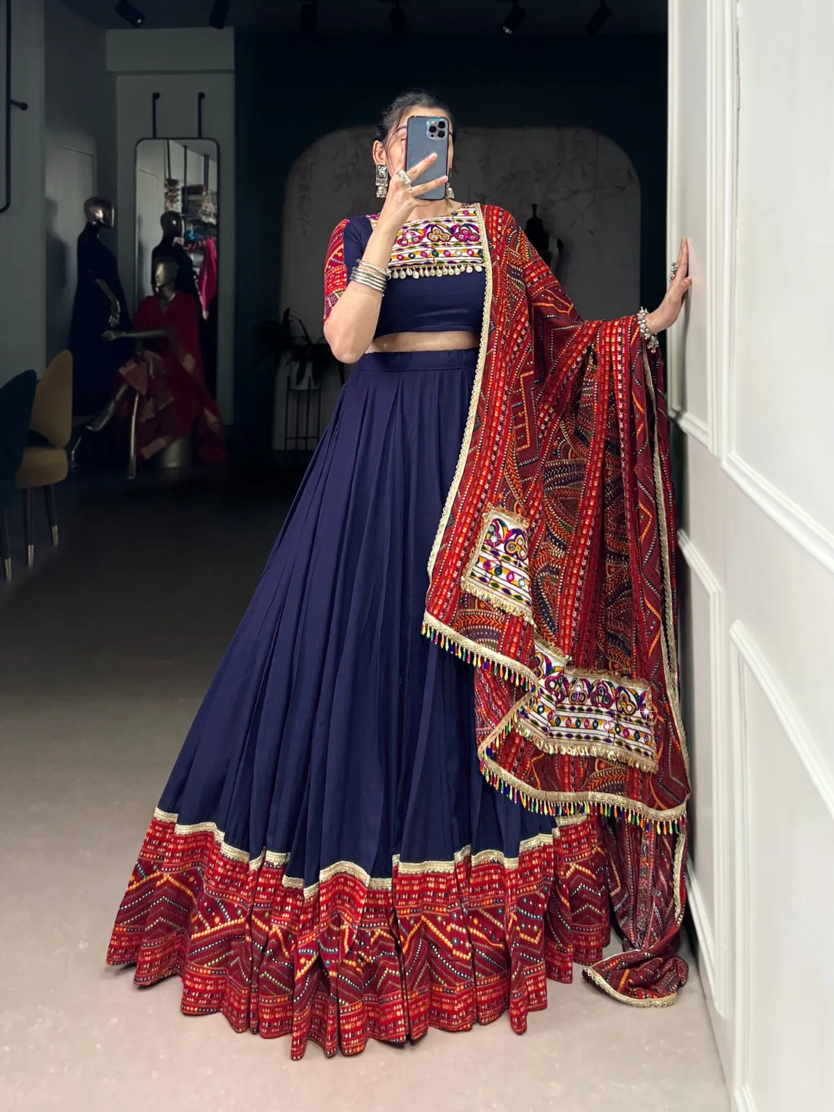 Festive Wear Navy Blue Chaniya Choli