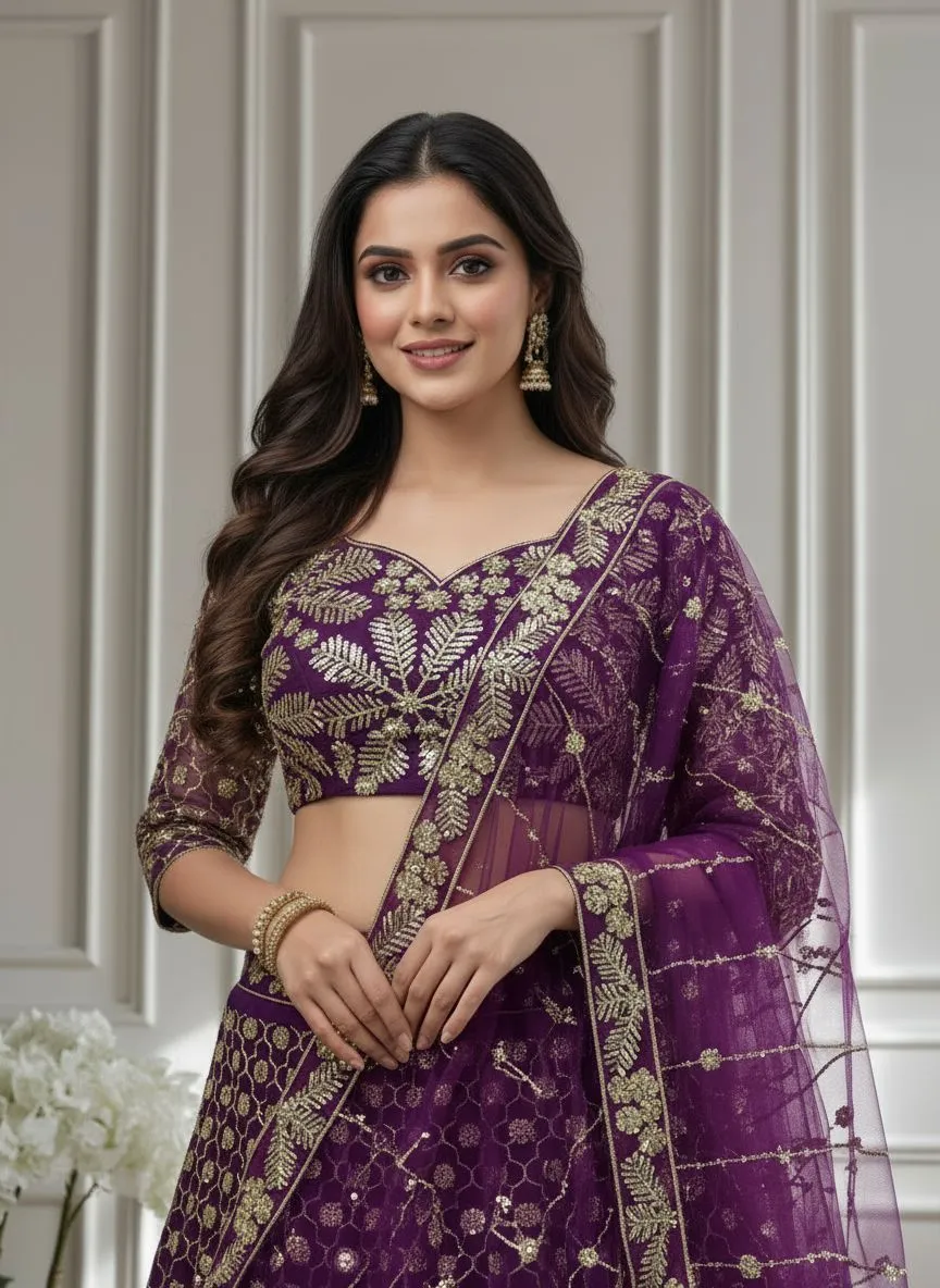 Festive Wear Net Lehenga Choli
