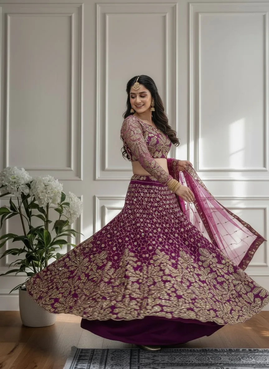 Festive Wear Net Lehenga Choli