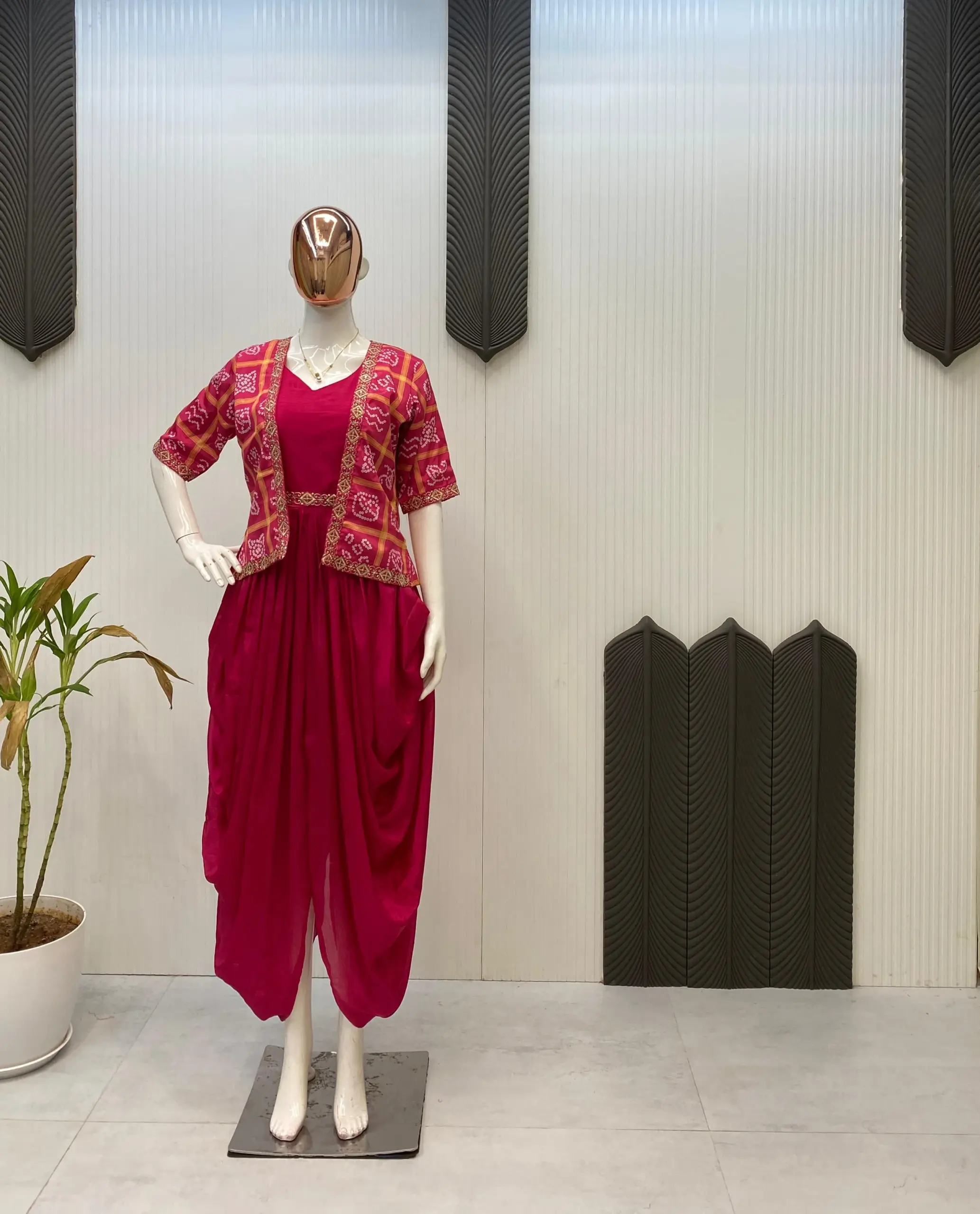 Festive wear One Piece Cowl Dress with Shrug