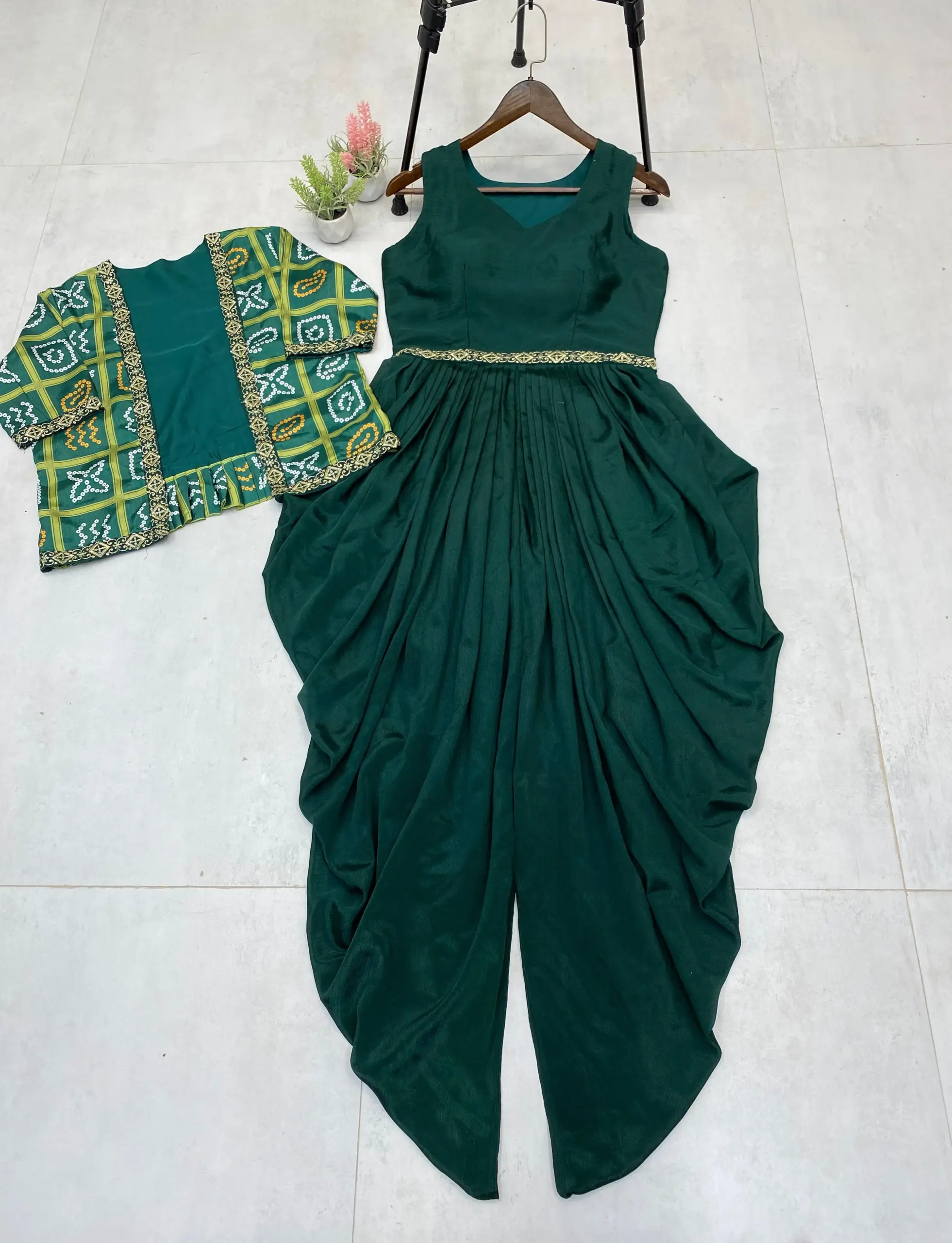 Festive wear One Piece Cowl Dress with Shrug