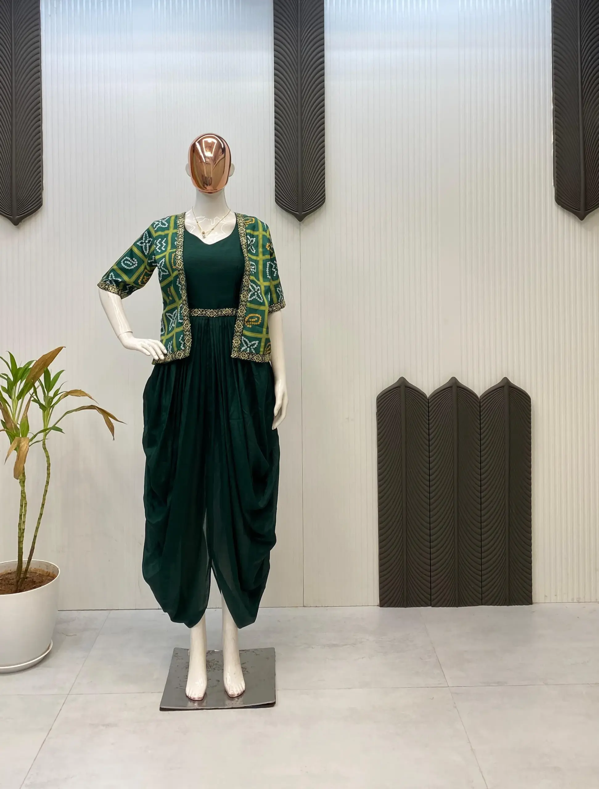 Festive wear One Piece Cowl Dress with Shrug
