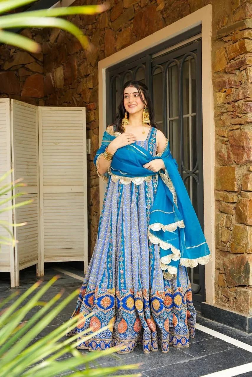 Festive Wear Printed Gown with 8 mtr Flair