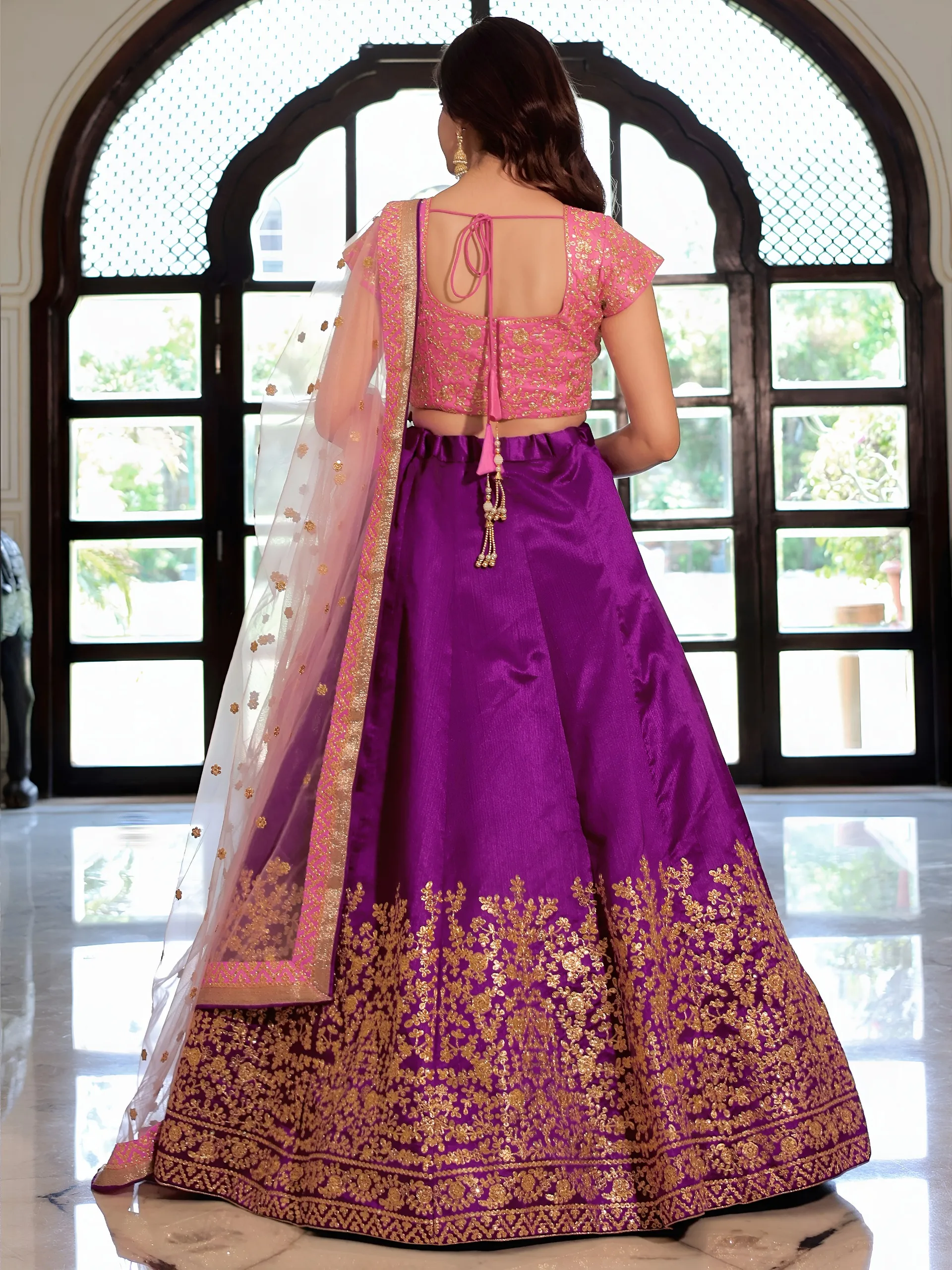 Festive Wear Purple with Pink Lehenga