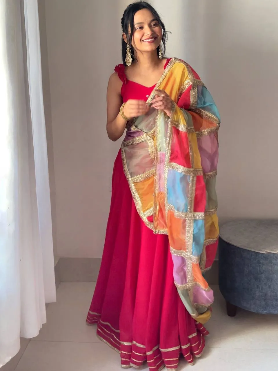 Festive Wear Readymade Red Lehenga