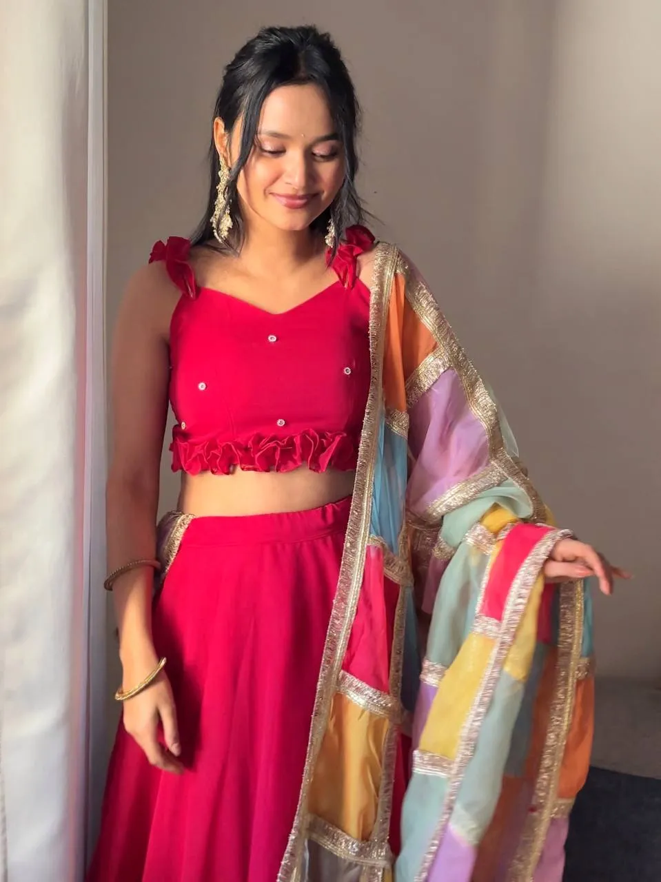 Festive Wear Readymade Red Lehenga