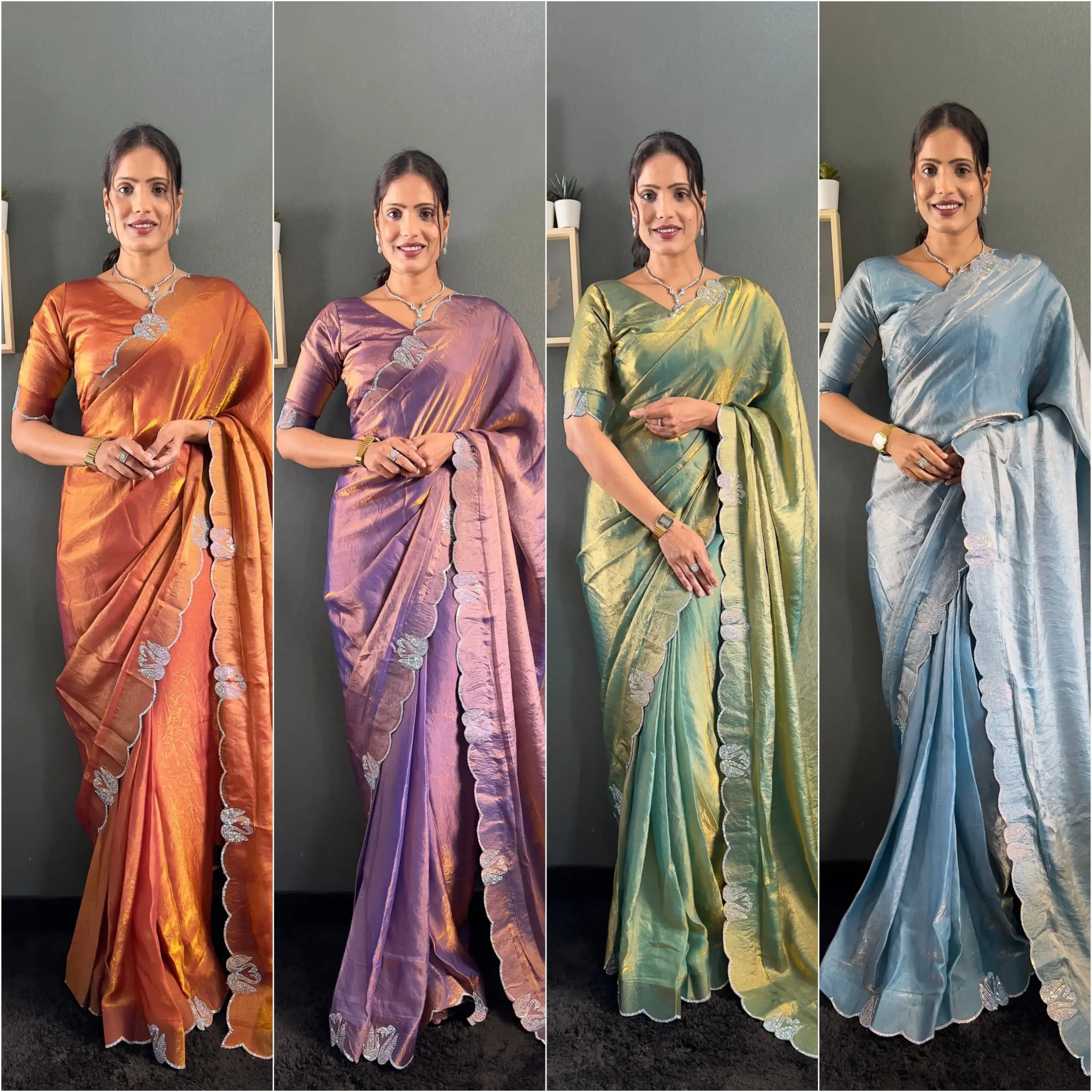 Festive Wear Readymade Saree with Diamond work