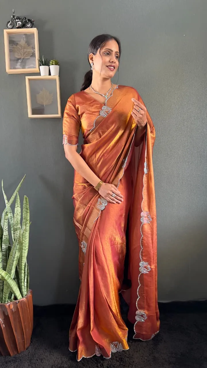 Festive Wear Readymade Saree with Diamond work
