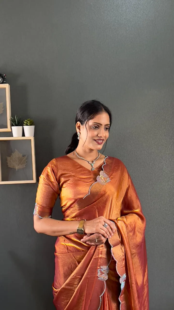 Festive Wear Readymade Saree with Diamond work