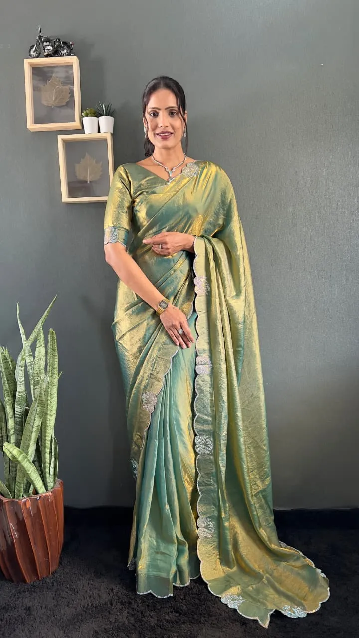 Festive Wear Readymade Saree with Diamond work