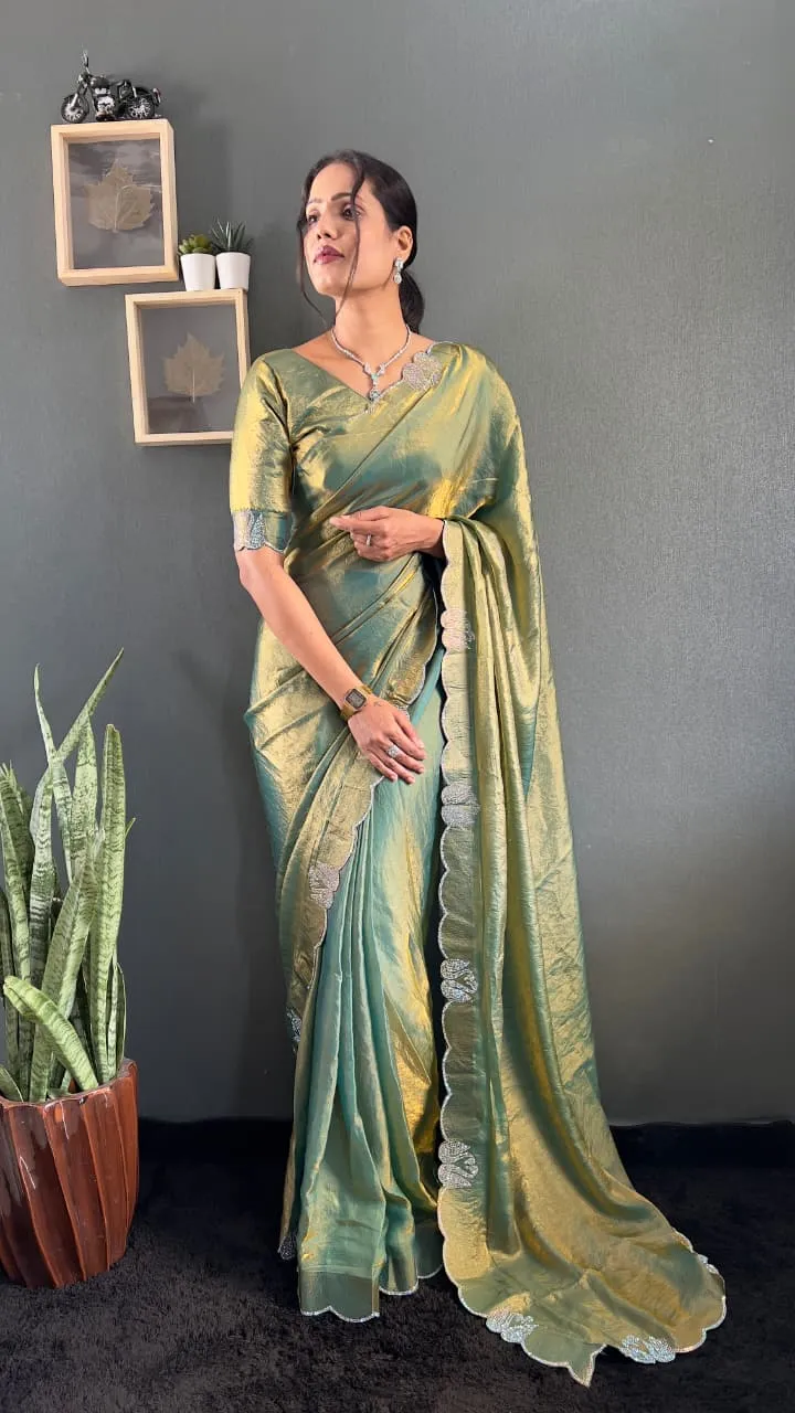 Festive Wear Readymade Saree with Diamond work