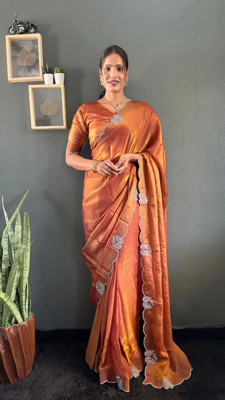 Festive Wear Readymade Saree with Diamond work